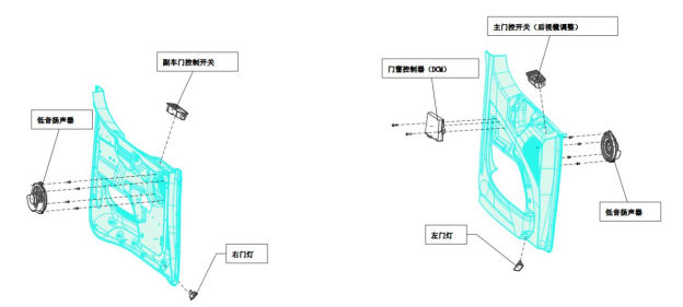 X6000车型的车门电气部分配件