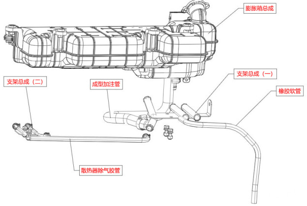 L5000车型的膨胀水箱总成及管路系统