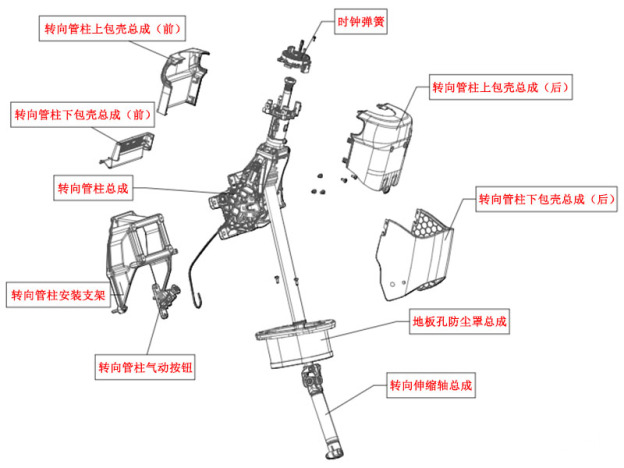 L5000车型的转向操纵部分配件