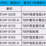 X9(1995)、德龙G1、智云E1空调拆分明细